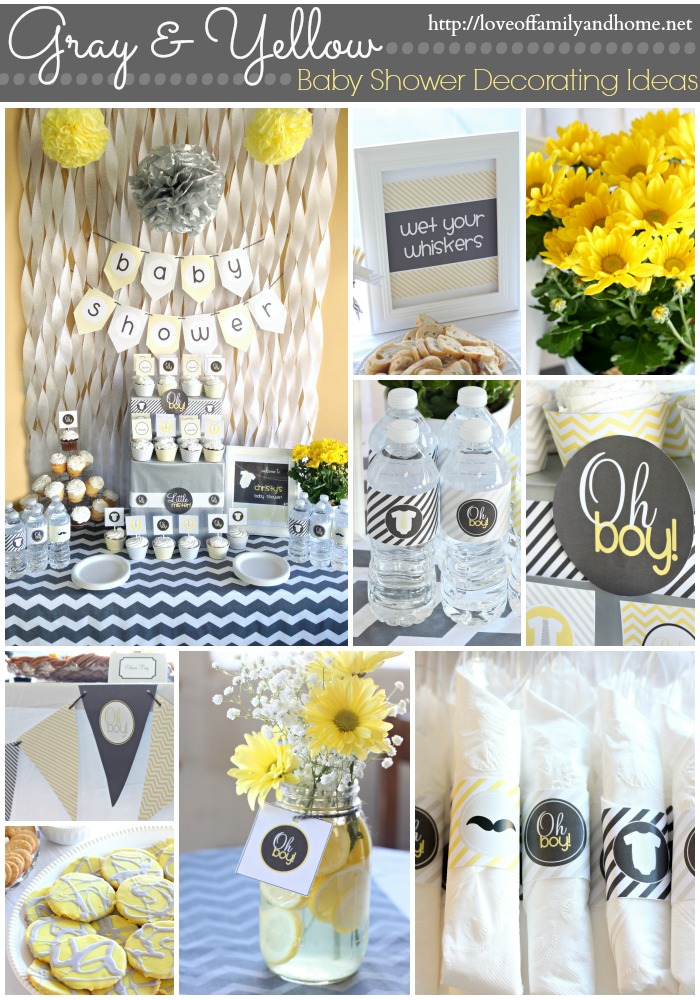 Gray &amp; Yellow Baby Shower Decorating Ideas - Love of Family &amp; Home