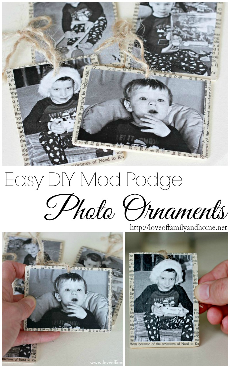 Easy DIY Mod Podge Photo Ornaments