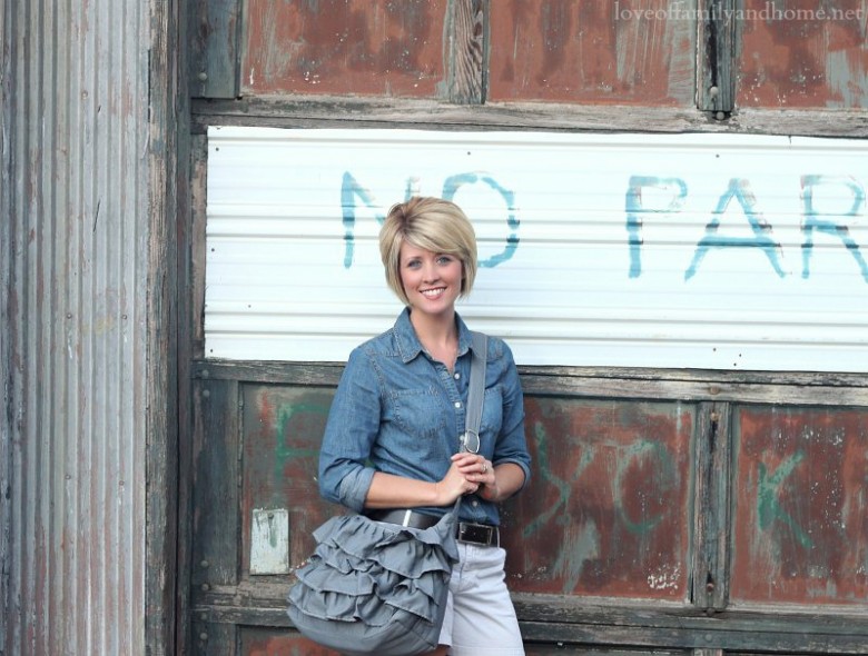 Gray Ruffle Tote via Gathered & Sown