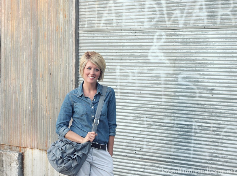 Gray Ruffle Tote via Gathered & Sown