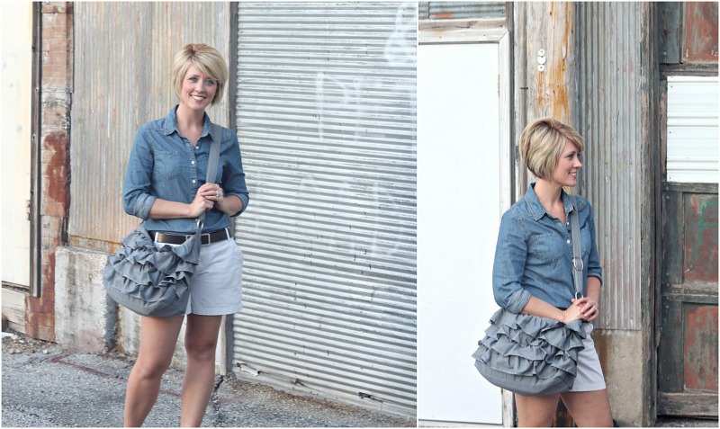 Gray Ruffle Tote via Gathered & Sown