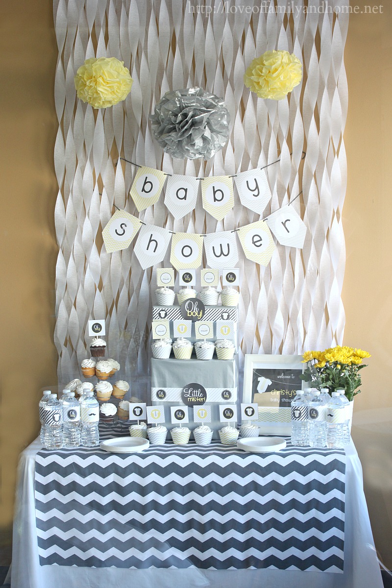 Gray Yellow Baby Shower Decorating Ideas Love Of Family Home