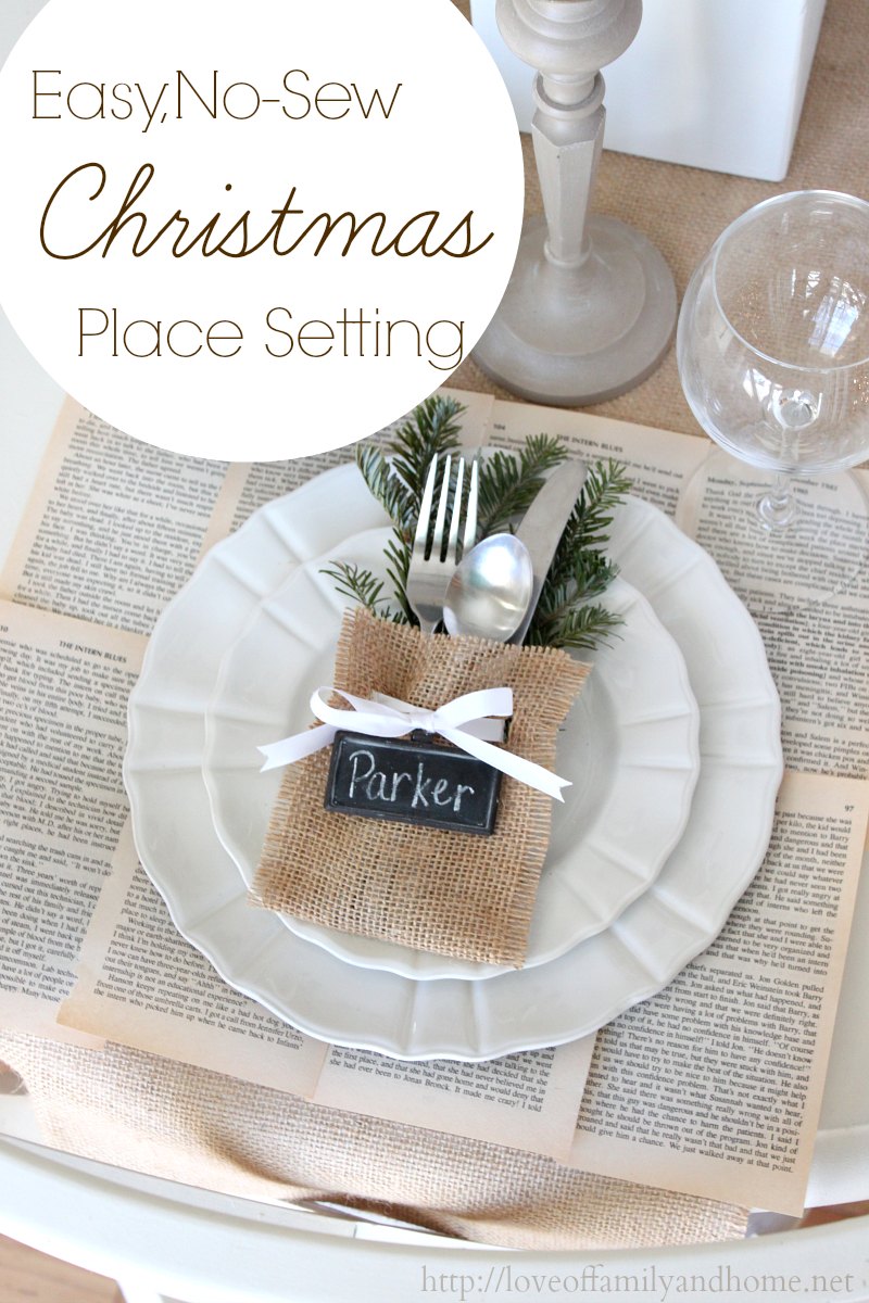 Easy, No-Sew Flatware Pouch {Crate & Barrel Knock-Off} Christmas Place Setting Idea