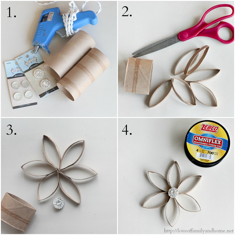 DIY Christmas Ornaments made from Recycled Toilet Paper Rolls