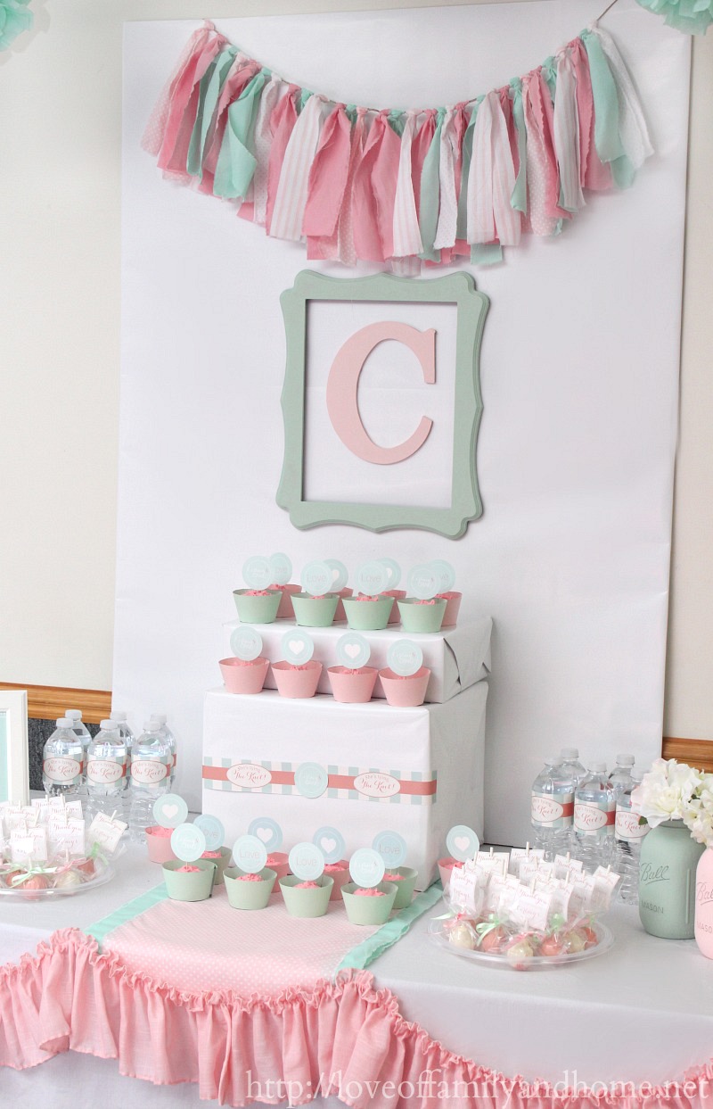 Pink and sale mint baby shower