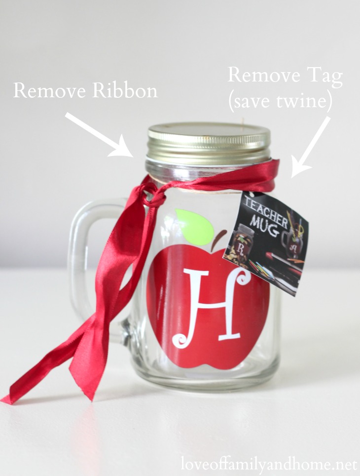 Teacher Gift Ideas - Monogram Mason Jar Vase {Free Chalkboard Printable Gift Tags}