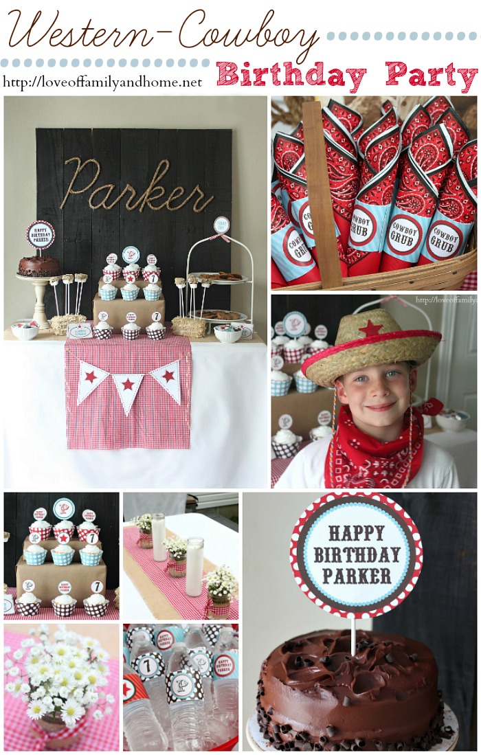 Cowboy Birthday Party: Adorable  Inexpensive ideas for throwing a cowboy themed birthday party. Links to party printables and lots of decorating ideas.