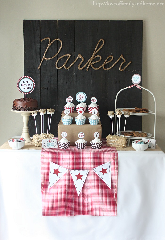 Cowboy Birthday Party: Adorable  Inexpensive ideas for throwing a cowboy themed birthday party. Links to party printables and lots of decorating ideas.