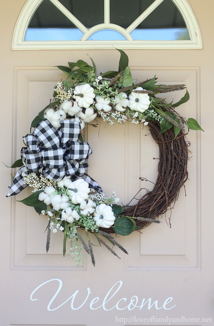 Fall Wreath for Front Door,Black and White Buffalo Plaid Kitchen Decor